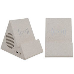 Noten HK0335 Wheat Straw Bluetooth Speaker with Wireless Charger and Phone Stand